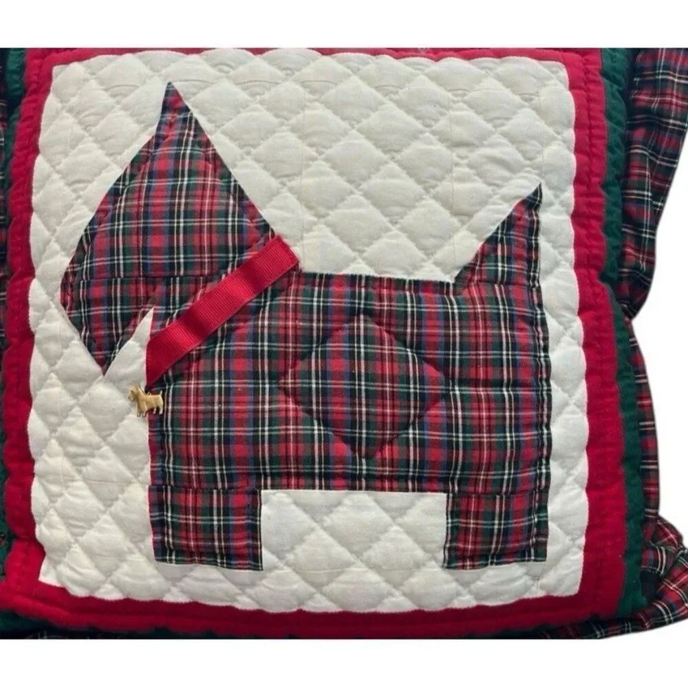 Large Quilted Scottish Terrier Plaid Throw Pillow Scottie Dog Charm 19 x 19